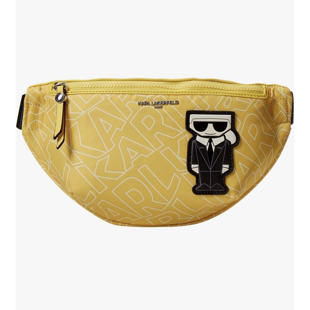 NEW Karl Lagerfeld Paris Amour Belt Bag Yellow Spellout & Karl Logo Icon $98